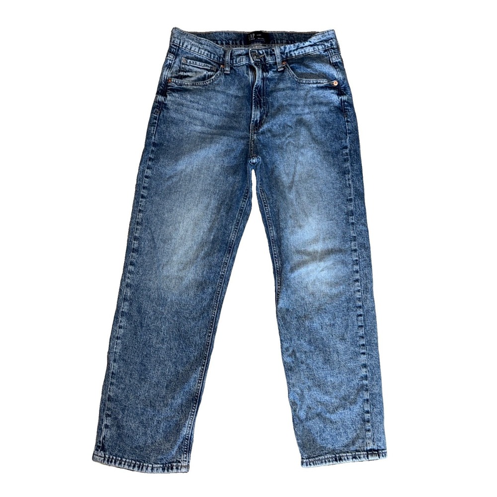 Gap '90s Loose Mid Rise Jeans Women's 6/28 Short Blue Medium Wash Straight Leg